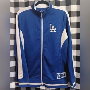 Majestic MLB LA Dodgers Women's Size Medium Colorblocked Full-Zip Track Jacket